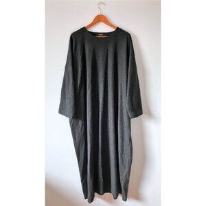 Eskandar Heathered Grey Mid Weight Cashmere Long Sweater Dress Scoop Neck Size 1